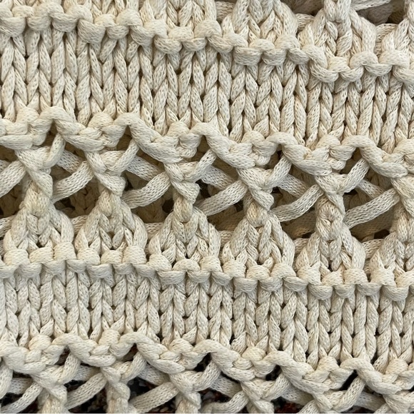 Zara Oversized Crochet Open Knit Pullover Striped Sweater Size XS S Boho Beach - Picture 12 of 16